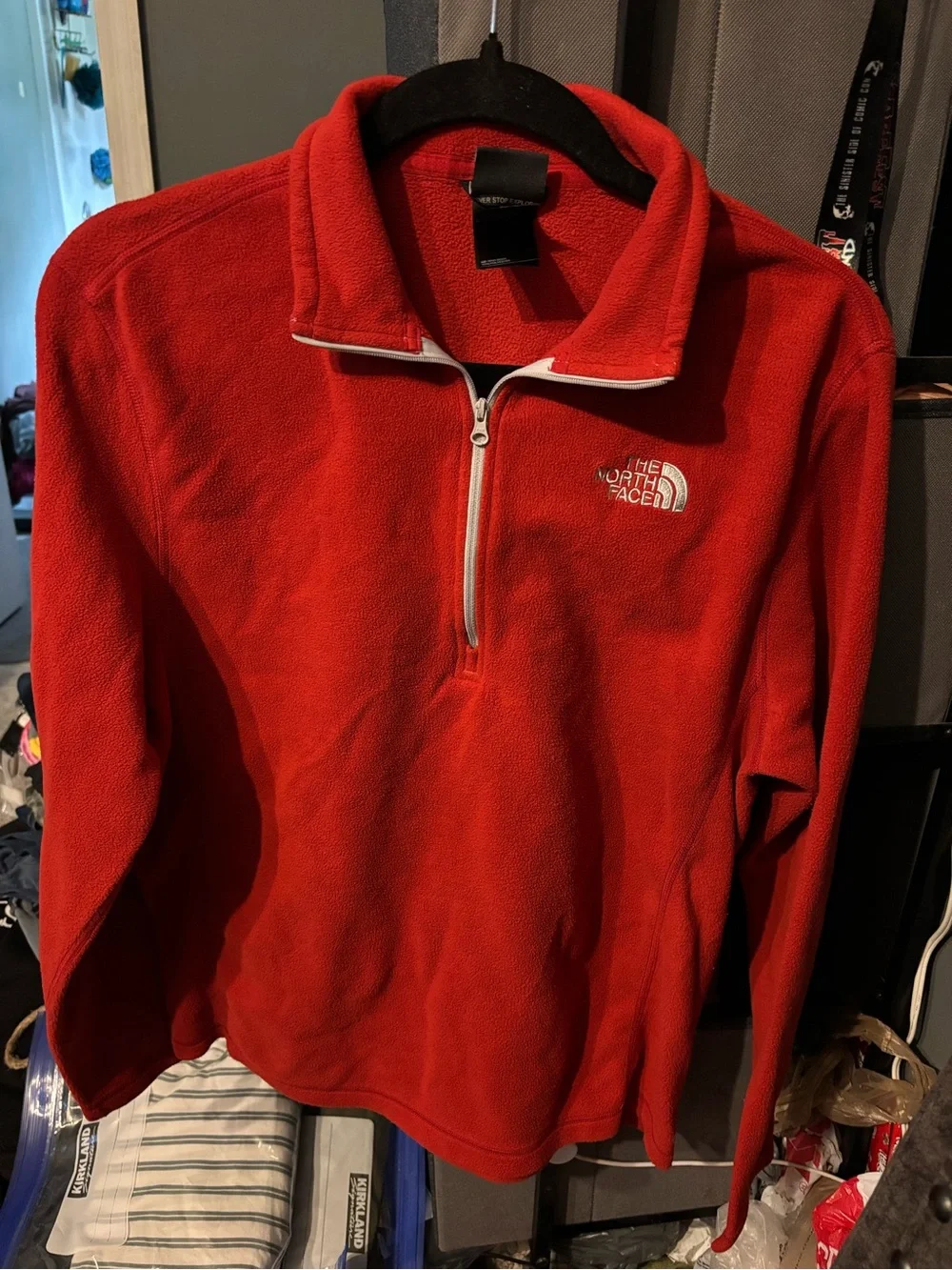 The North Face Red Quarter-Zip Fleece Pullover Medium